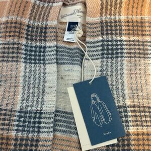 Universal Thread Checkered Ruana in Tan, Cream, Orange and Red